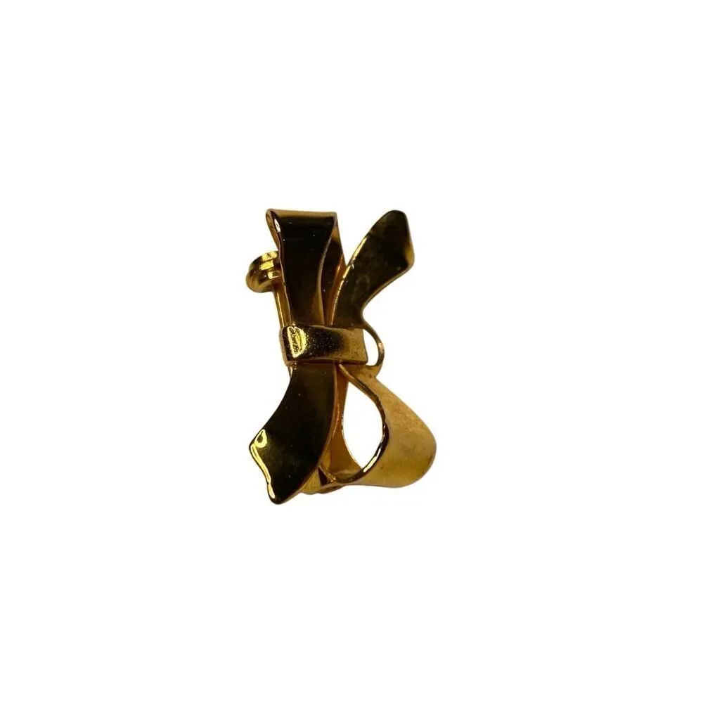 Vintage Gold Tone Bow Brooch Ribbon Pin Retro Classic Style 1 Inch Jewelry